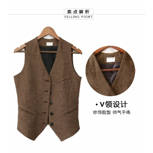 英倫風秋冬時尚馬甲女外穿百搭復古女生毛呢短款休閒大碼馬夾背心 英倫風秋冬時尚馬甲女外穿百搭復古女生毛呢短款休閒大碼馬夾背心