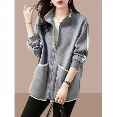 秋季寬松洋氣立領開衫衛衣外套女2025春秋新款高級感休閒爆款上衣 秋季寬松洋氣立領開衫衛衣外套女2025春秋新款高級感休閒爆款上衣