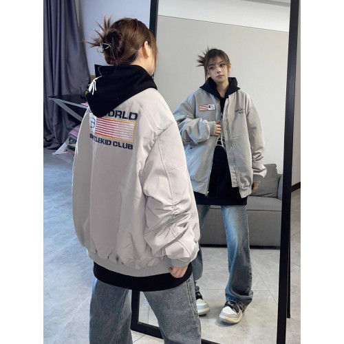 美式國潮旗幟刺綉飛行秋冬款夾棉夾克男女寬松棒球服棉衣加厚外套 美式國潮旗幟刺綉飛行秋冬款夾棉夾克男女寬松棒球服棉衣加厚外套