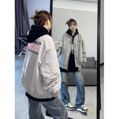美式國潮旗幟刺綉飛行秋冬款夾棉夾克男女寬松棒球服棉衣加厚外套 美式國潮旗幟刺綉飛行秋冬款夾棉夾克男女寬松棒球服棉衣加厚外套