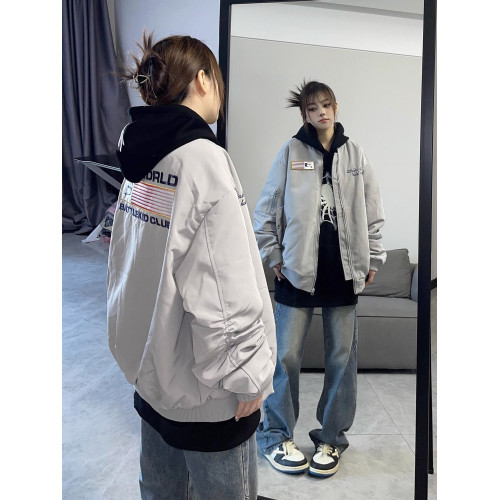 美式國潮旗幟刺綉飛行秋冬款夾棉夾克男女寬松棒球服棉衣加厚外套 美式國潮旗幟刺綉飛行秋冬款夾棉夾克男女寬松棒球服棉衣加厚外套