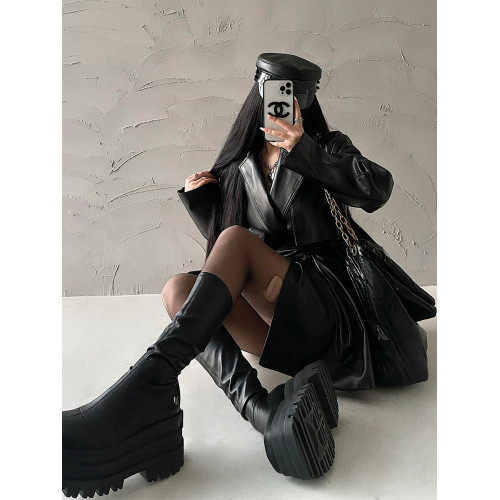 YoungGirlDay歐美時髦翻領寬松系帶收腰中長款pu皮衣機車服外套女 YoungGirlDay歐美時髦翻領寬松系帶收腰中長款pu皮衣機車服外套女