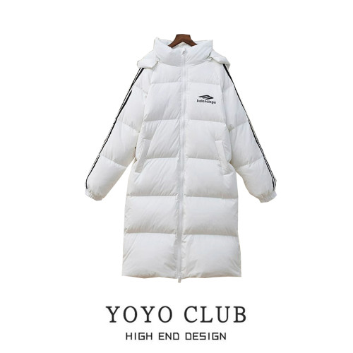 品牌折釦大碼冬季連帽中長款羽絨棉襖女過膝加厚棉服外套女麵包服