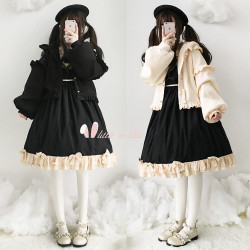 lolita加絨外套女韓版學生加厚秋冬洛麗塔呢子外套女短款小個子萌