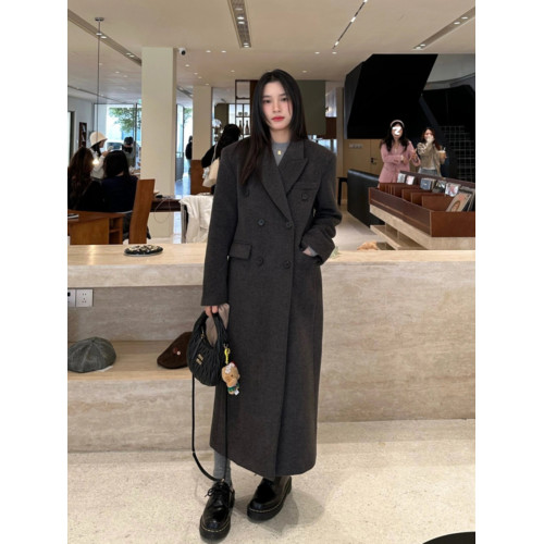 2025年新款深冬灰色呢子大衣女入冬季毛呢外套獨特超好看加厚長款 2025年新款深冬灰色呢子大衣女入冬季毛呢外套獨特超好看加厚長款