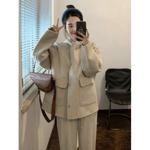 韓系雙面呢子大衣女2025秋冬新品短款連帽毛呢外套寬松休閒小個子 韓系雙面呢子大衣女2025秋冬新品短款連帽毛呢外套寬松休閒小個子