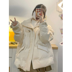 棉衣棉服女2025年新款奶系羽絨棉小衆設計感溫柔風加厚麵包服外套