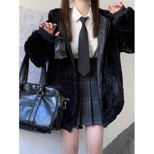 仿獺兔毛皮草中長款2024新款加厚連帽大衣韓版寬松毛絨絨外套女冬 仿獺兔毛皮草中長款2024新款加厚連帽大衣韓版寬松毛絨絨外套女冬