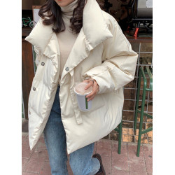 奶白色羽絨棉服女冬季加厚麵包服小個子高領棉襖短款韓系棉衣外套