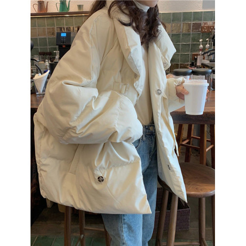 奶白色羽絨棉服女冬季加厚麵包服小個子高領棉襖短款韓系棉衣外套 奶白色羽絨棉服女冬季加厚麵包服小個子高領棉襖短款韓系棉衣外套
