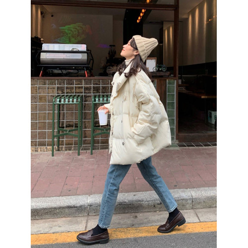 奶白色羽絨棉服女冬季加厚麵包服小個子高領棉襖短款韓系棉衣外套 奶白色羽絨棉服女冬季加厚麵包服小個子高領棉襖短款韓系棉衣外套