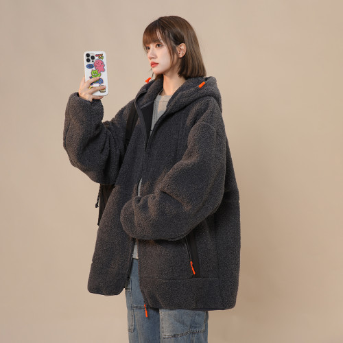 啄木鳥連帽棉衣女生2025冬季新款羊羔毛保暖外套寬松加絨加厚棉服 啄木鳥連帽棉衣女生2025冬季新款羊羔毛保暖外套寬松加絨加厚棉服