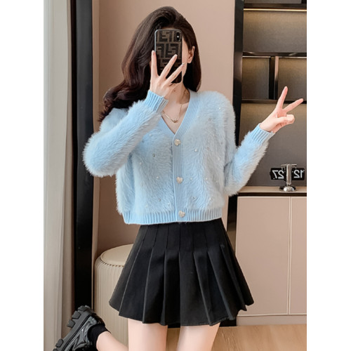 小香風短款外套女秋冬2024新款毛衣開衫顯瘦加厚洋氣時尚v領上衣 小香風短款外套女秋冬2024新款毛衣開衫顯瘦加厚洋氣時尚v領上衣