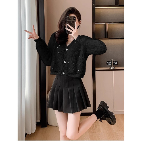 小香風短款外套女秋冬2024新款毛衣開衫顯瘦加厚洋氣時尚v領上衣 小香風短款外套女秋冬2024新款毛衣開衫顯瘦加厚洋氣時尚v領上衣