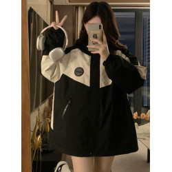 加棉加厚沖鋒衣棉服女2025春秋新款寬松大碼學生百搭連帽工裝外套