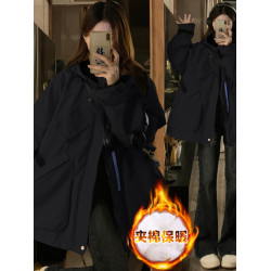 美式黑武士沖鋒棉衣外套男女冬季戶外機能多口袋寬松連帽加厚棉服