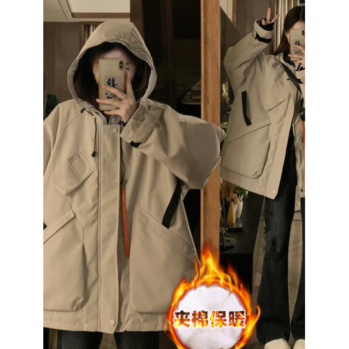 美式黑武士沖鋒棉衣外套男女冬季戶外機能多口袋寬松連帽加厚棉服 美式黑武士沖鋒棉衣外套男女冬季戶外機能多口袋寬松連帽加厚棉服