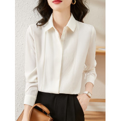 白襯衫女職業裝春秋法式上班工作通勤正裝上衣長袖雪紡白色襯衣女