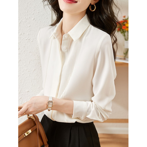 白襯衫女職業裝春秋法式上班工作通勤正裝上衣長袖雪紡白色襯衣女