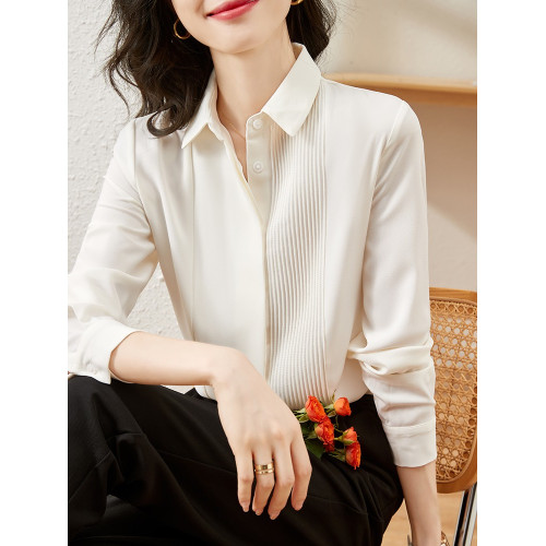 白襯衫女職業裝春秋法式上班工作通勤正裝上衣長袖雪紡白色襯衣女