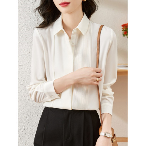 白襯衫女職業裝春秋法式上班工作通勤正裝上衣長袖雪紡白色襯衣女
