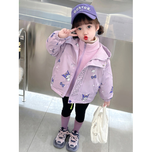 女寶寶夾棉加厚三合一沖鋒衣小女孩秋冬季洋氣卡通庫洛米連帽外套 女寶寶夾棉加厚三合一沖鋒衣小女孩秋冬季洋氣卡通庫洛米連帽外套