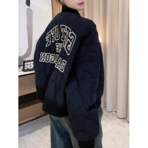 美式復古菱格棉服女短款2025年秋冬新款小個子爆款夾棉棒球服外套 美式復古菱格棉服女短款2025年秋冬新款小個子爆款夾棉棒球服外套