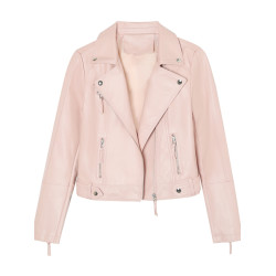 粉色外套輕熟小皮衣2025年新款女短款春秋正肩機車服爆款PU皮夾克