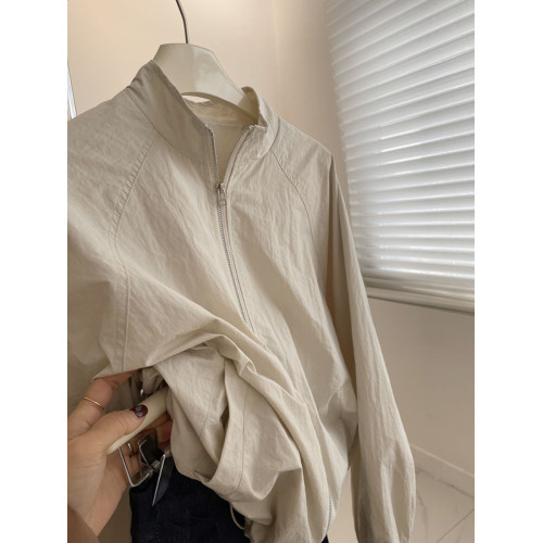 韓系立領小個子短外套女春百搭顯瘦休閒輕薄沖鋒衣拉鍊夾克防曬衣 韓系立領小個子短外套女春百搭顯瘦休閒輕薄沖鋒衣拉鍊夾克防曬衣