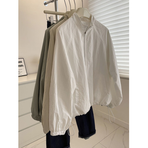 韓系立領小個子短外套女春百搭顯瘦休閒輕薄沖鋒衣拉鍊夾克防曬衣 韓系立領小個子短外套女春百搭顯瘦休閒輕薄沖鋒衣拉鍊夾克防曬衣