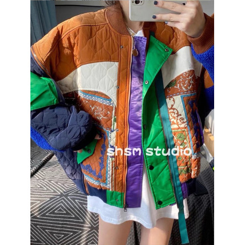 羊羔毛派克服女2025秋冬拼接加厚加棉立領寬松歐韓棒球服棉衣外套 羊羔毛派克服女2025秋冬拼接加厚加棉立領寬松歐韓棒球服棉衣外套