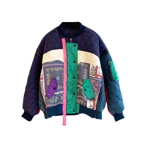 羊羔毛派克服女2025秋冬拼接加厚加棉立領寬松歐韓棒球服棉衣外套 羊羔毛派克服女2025秋冬拼接加厚加棉立領寬松歐韓棒球服棉衣外套