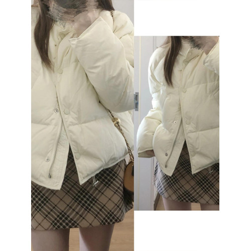 白色立領短款羽絨棉服女冬季款新款加厚保暖麵包服韓版小個子棉衣 白色立領短款羽絨棉服女冬季款新款加厚保暖麵包服韓版小個子棉衣