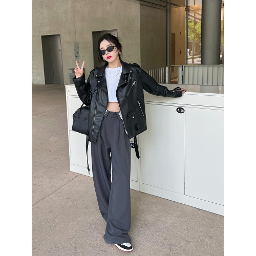 aassss 秋季ins街頭酷辣皮衣外套女士寬松夾克大碼PU皮氣質機車服 aassss 秋季ins街頭酷辣皮衣外套女士寬松夾克大碼PU皮氣質機車服