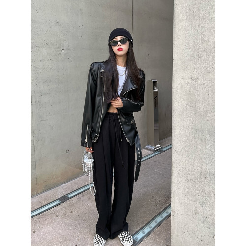 aassss 秋季ins街頭酷辣皮衣外套女士寬松夾克大碼PU皮氣質機車服 aassss 秋季ins街頭酷辣皮衣外套女士寬松夾克大碼PU皮氣質機車服