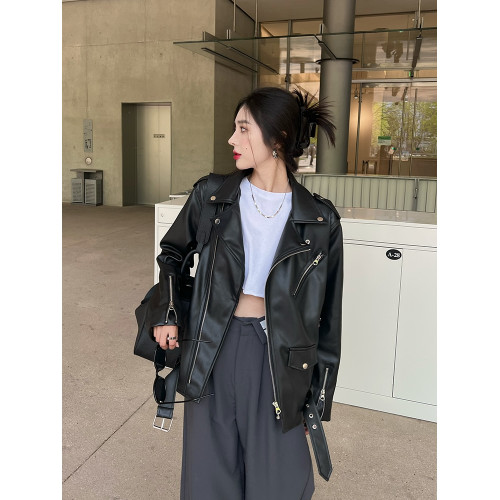 aassss 秋季ins街頭酷辣皮衣外套女士寬松夾克大碼PU皮氣質機車服 aassss 秋季ins街頭酷辣皮衣外套女士寬松夾克大碼PU皮氣質機車服