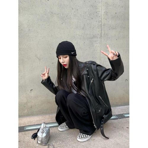 aassss 秋季ins街頭酷辣皮衣外套女士寬松夾克大碼PU皮氣質機車服 aassss 秋季ins街頭酷辣皮衣外套女士寬松夾克大碼PU皮氣質機車服