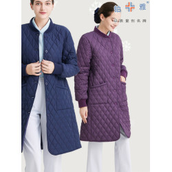 鉑雅護士棉衣長款長袖收口外套值班棉衣保暖禦寒純色工作服209301