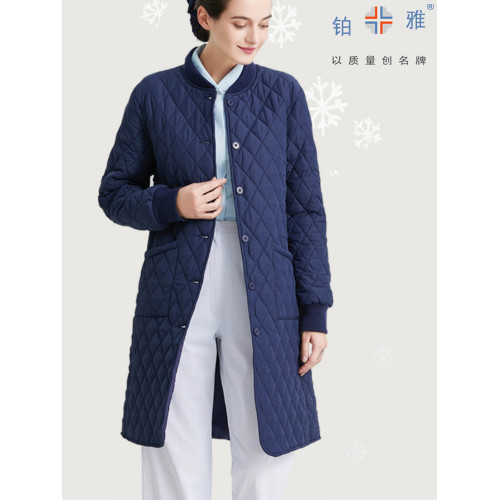 鉑雅護士棉衣長款長袖收口外套值班棉衣保暖禦寒純色工作服209301 鉑雅護士棉衣長款長袖收口外套值班棉衣保暖禦寒純色工作服209301