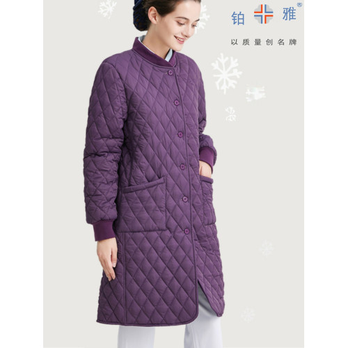 鉑雅護士棉衣長款長袖收口外套值班棉衣保暖禦寒純色工作服209301 鉑雅護士棉衣長款長袖收口外套值班棉衣保暖禦寒純色工作服209301