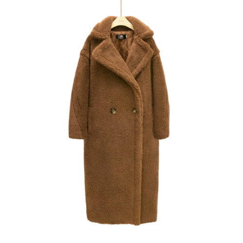 劉濤明星同款羊羔毛毛絨外套女韓版寬松中長款翻領繭型泰迪熊大衣