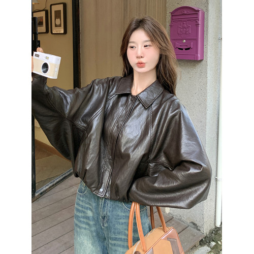 復古百搭時尚皮衣外套女2025秋季新款韓版時尚小個子短款機車夾克 復古百搭時尚皮衣外套女2025秋季新款韓版時尚小個子短款機車夾克