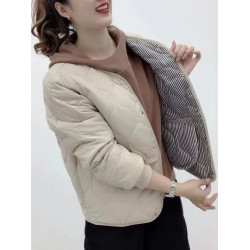 2025春秋新款時尚百搭輕薄小棉衣外套洋氣媽媽裝秋冬寬松短款棉服