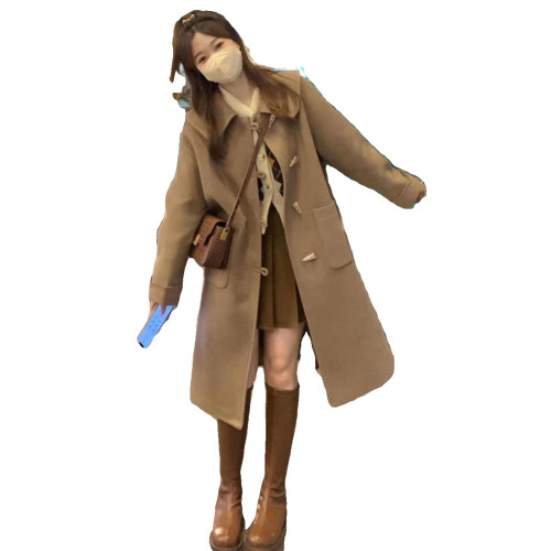 大衣2023年新款加厚秋冬季毛呢小個子風衣牛角釦外套中長款高級感 大衣2023年新款加厚秋冬季毛呢小個子風衣牛角釦外套中長款高級感