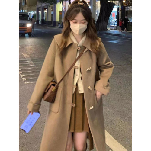 大衣2023年新款加厚秋冬季毛呢小個子風衣牛角釦外套中長款高級感 大衣2023年新款加厚秋冬季毛呢小個子風衣牛角釦外套中長款高級感