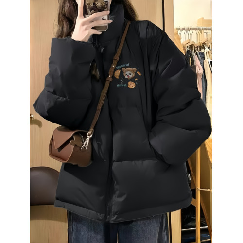 加厚黑色羽絨棉服女大童2024秋冬初中生麵包服寬松保暖外套棉衣服 加厚黑色羽絨棉服女大童2024秋冬初中生麵包服寬松保暖外套棉衣服