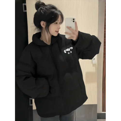 加厚黑色羽絨棉服女大童2024秋冬初中生麵包服寬松保暖外套棉衣服 加厚黑色羽絨棉服女大童2024秋冬初中生麵包服寬松保暖外套棉衣服