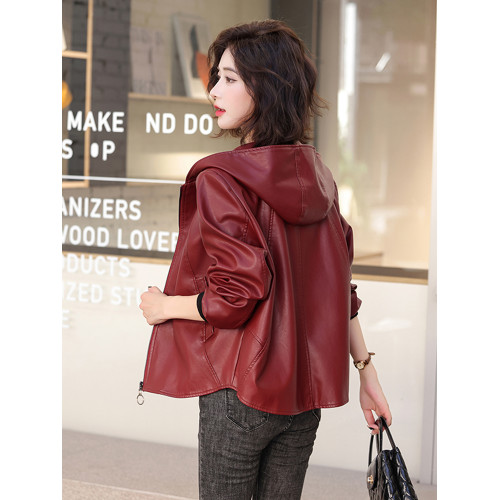 海甯真皮皮衣女短款2025新款春秋休閒連帽綿羊皮夾克寬松外套 海甯真皮皮衣女短款2025新款春秋休閒連帽綿羊皮夾克寬松外套