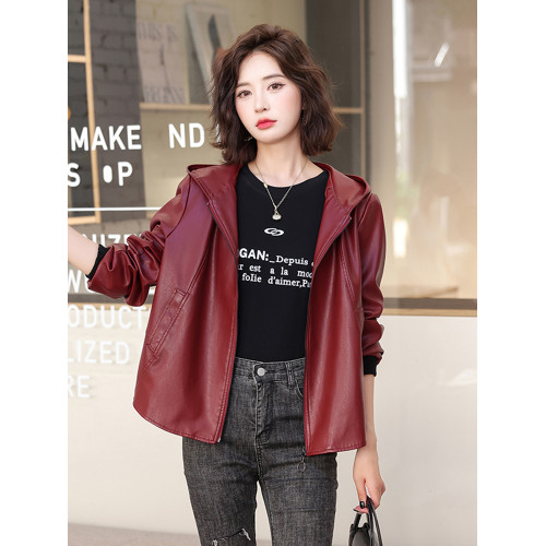 海甯真皮皮衣女短款2025新款春秋休閒連帽綿羊皮夾克寬松外套 海甯真皮皮衣女短款2025新款春秋休閒連帽綿羊皮夾克寬松外套