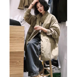 歐貨2025秋冬新款洋氣加棉加厚中長款襯衫棉服外套百搭大口袋上衣